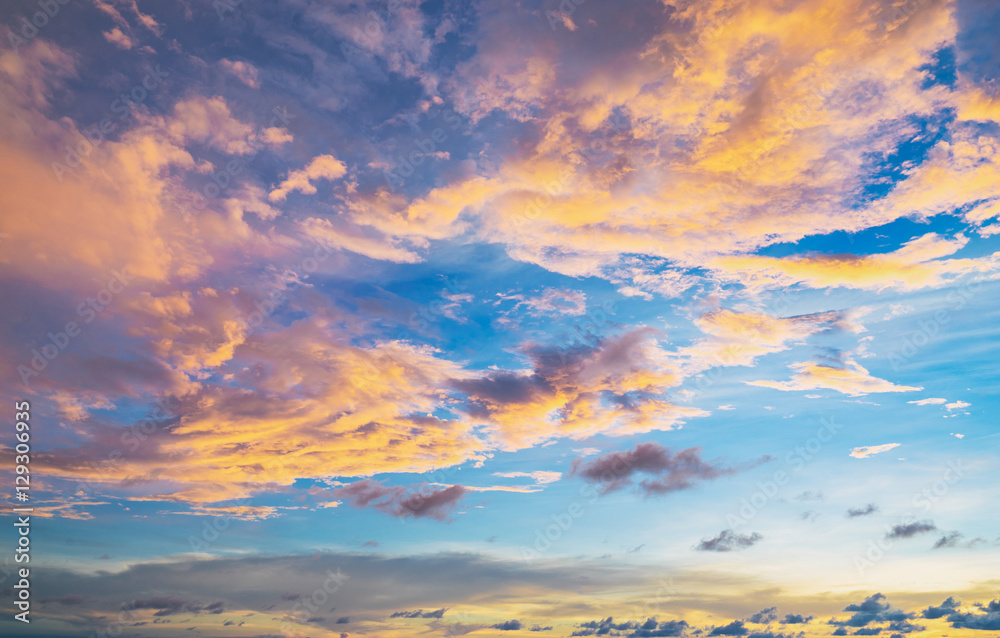 Beautiful colorful cloudy sky background.