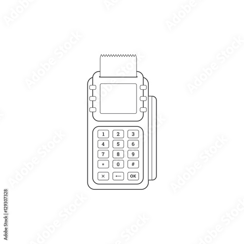 POS Credit Card Terminal Line Icon On White Background. E-commerce. Vector illustration.