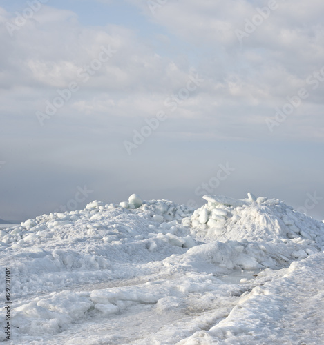 Winter, sea, snow-covered ice