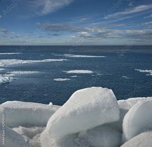 Winter, sea, snow-covered ice