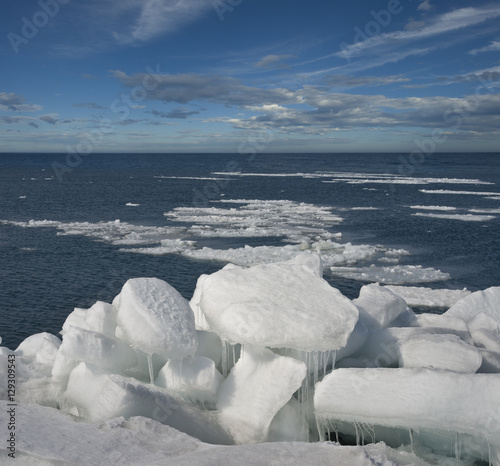 Winter, sea, snow-covered ice