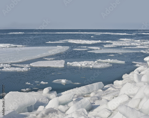 Winter, sea, snow-covered ice