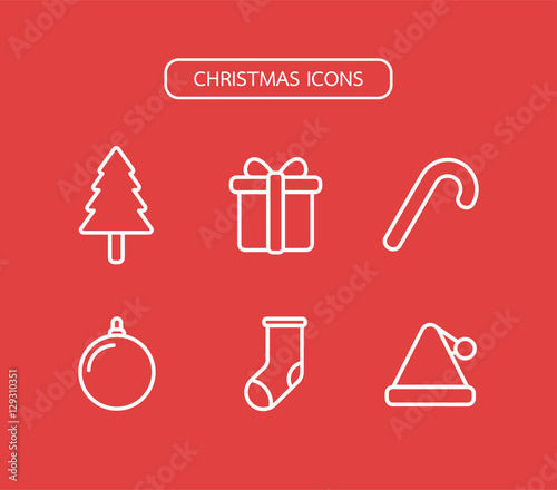Christmas icons decorative for website or card such as Santa Cla
