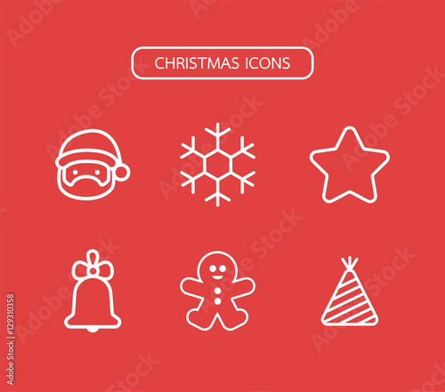 Christmas icons decorative for website or card such as Santa Cla