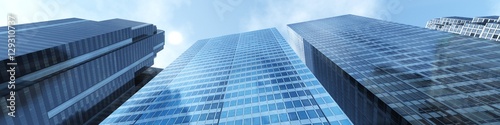 Photography Skyscrapers. Panorama of high-rise buildings against the sky.