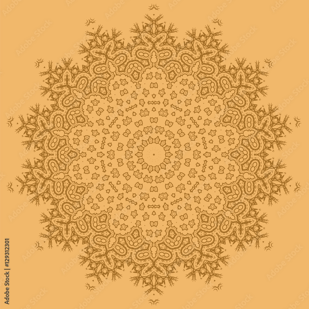 Mandala Isolated on Orange Background. Round Ornament Mandala Isolated on Orange Background. Round Ornament