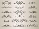 Vintage decor elements and wicker lines in vector.