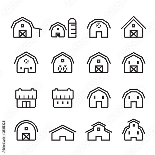 barn icon set