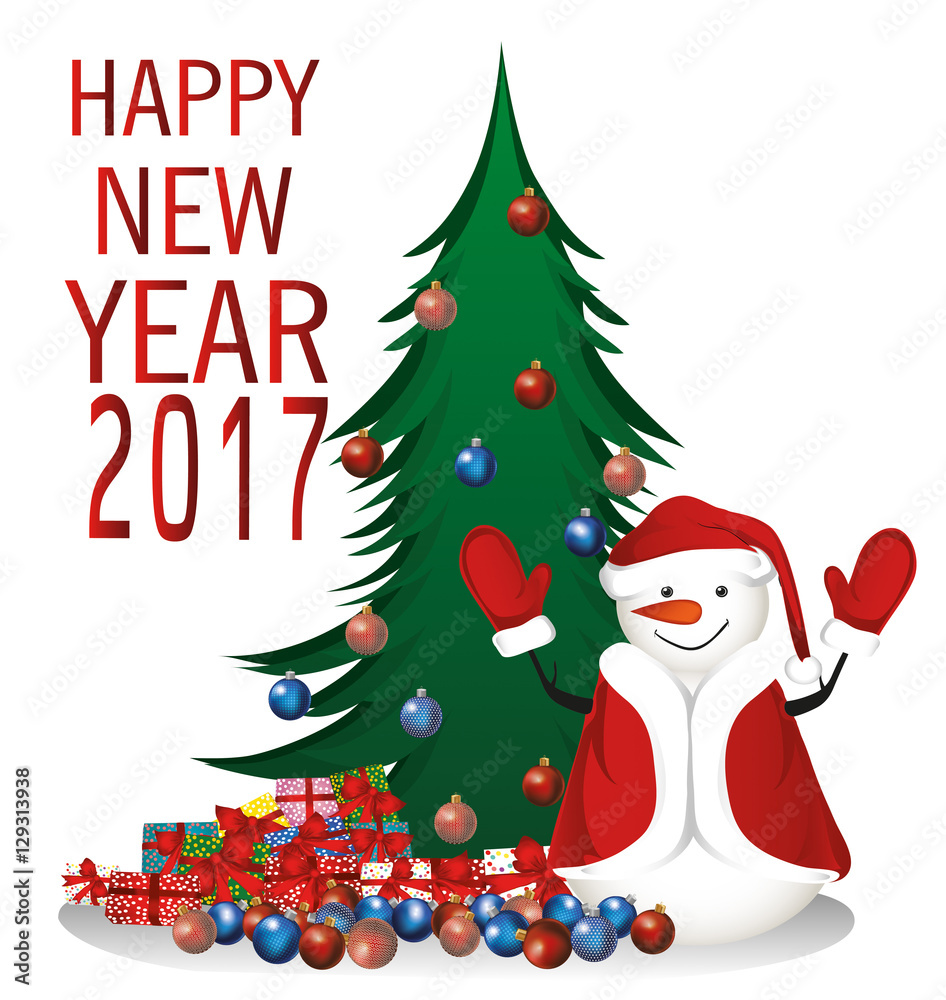 Christmas and New Year card. Snowman with gifts. Christmas and New Year card. Snowman with gifts.