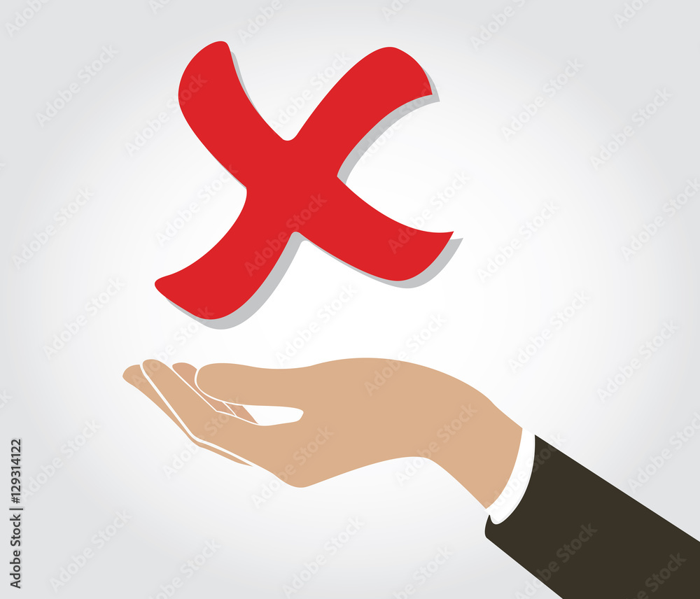 hand holding false check icon symbol hand holding false check icon symbol