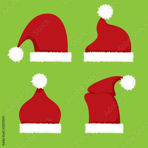 vector cartoon red santa claus hat collection