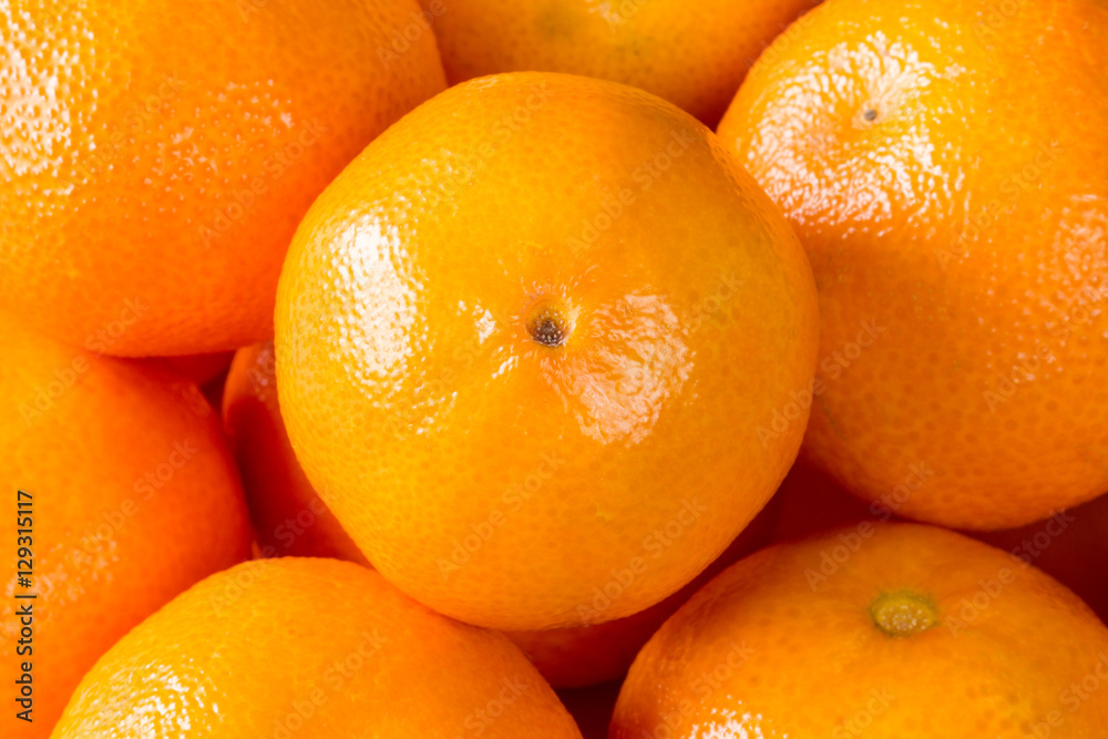 Ripe orange clementines, tangerines or mandarins Ripe orange clementines, tangerines or mandarins