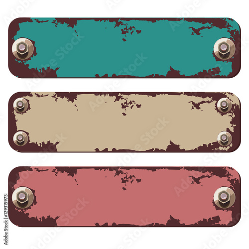 Banners with rust and screws