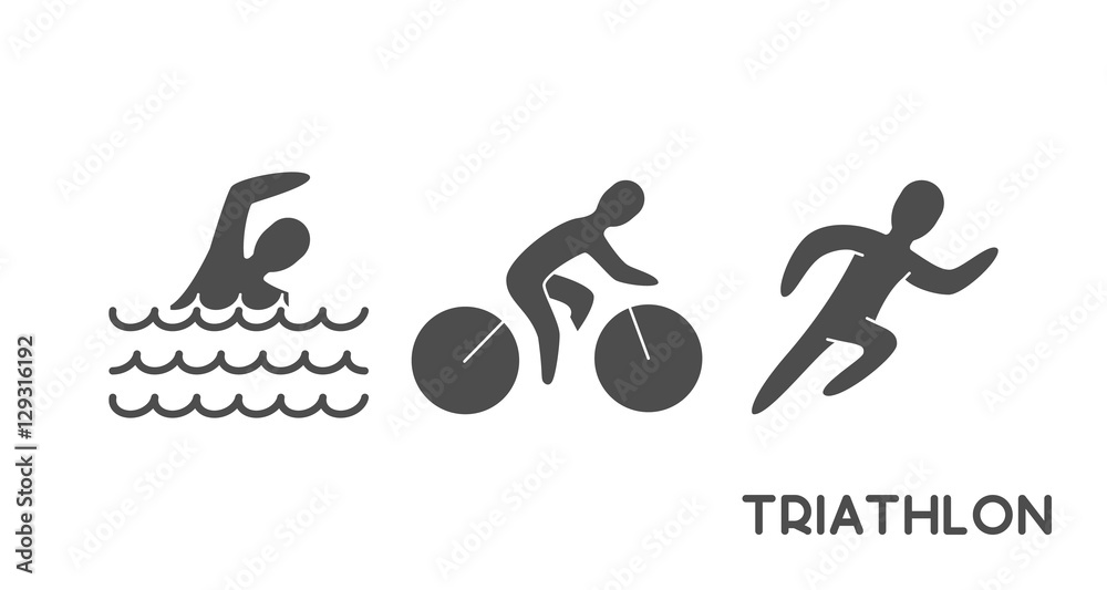 Black logo triathlon and figures triathletes Black logo triathlon and figures triathletes
