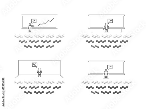 Vector line icon presentation, training and seminar