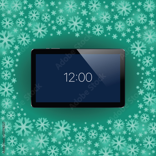 Digital tablet with shiny sensor screen. Electronic smart device. Mobile gadget.