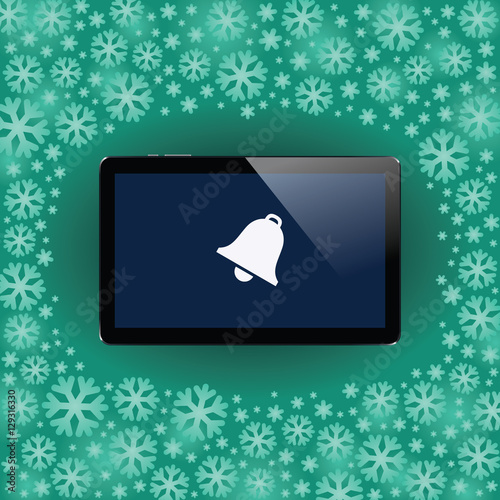 Digital tablet with shiny sensor screen. Electronic smart device. Mobile gadget.