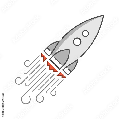 Vector line rocket icon. Symbol start and growth