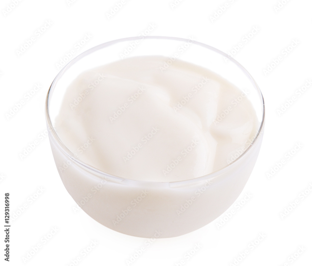 Natural yoghurt isolated on white background Natural yoghurt isolated on white background