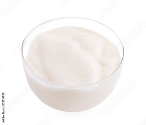 Natural yoghurt isolated on white background