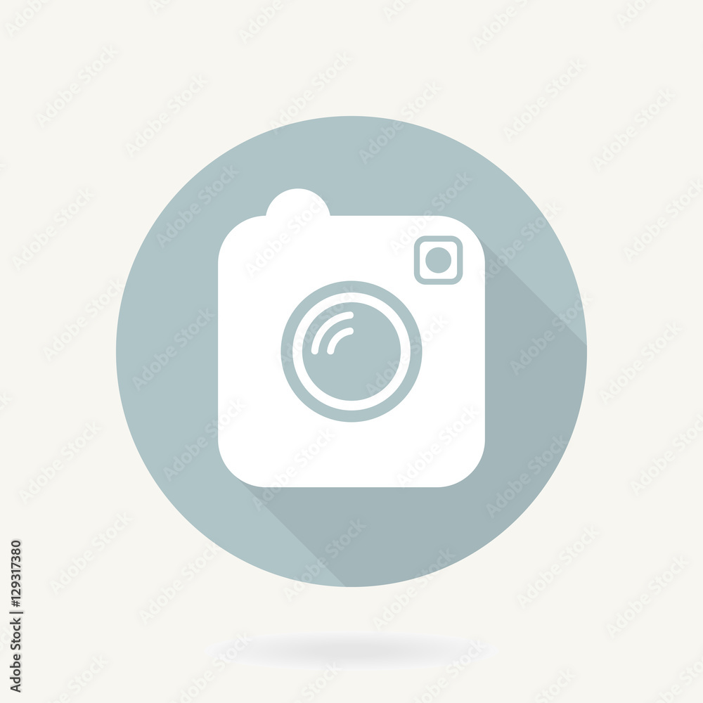Camera vector flat icon in the circle with long shadow Camera vector flat icon in the circle with long shadow