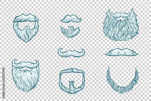 Set of beard and mustache Santa Claus
