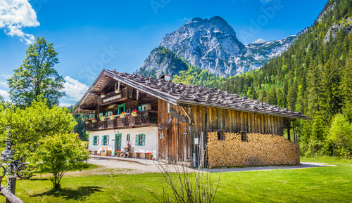 Obraz na płótnie Traditional farmhouse in the Alps in summer w salonie