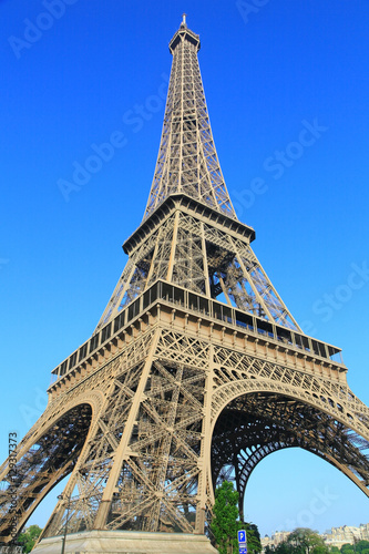 Eiffel tower on sunny morning in Paris, France