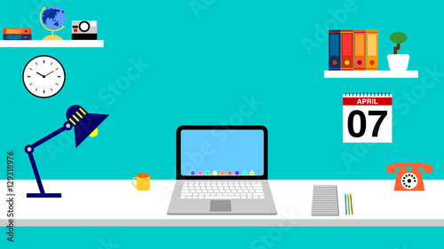 Office Desk with Laptop