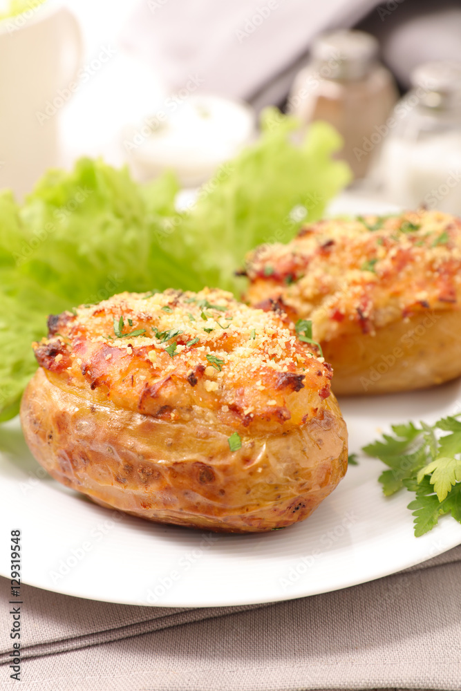 baked potato with bacon and cheese