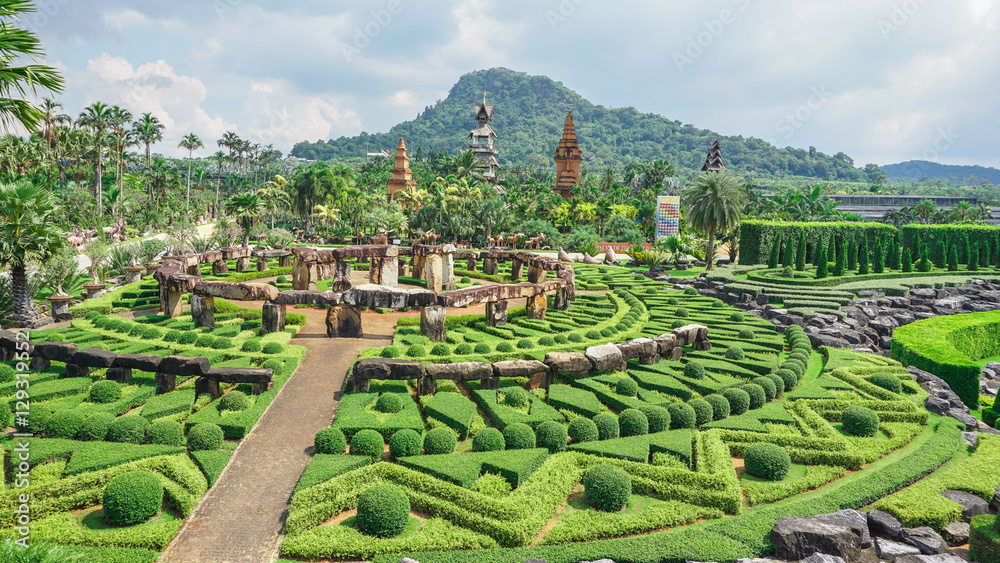 The large stone garden and tropical garden are located in Nong Noouch Tropical Garden at Pattaya,Thailand.