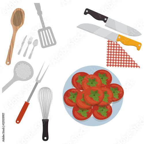 Cutlery turner spoon and knife icon. Kitchen supply tool and cooking theme. Isolated design. Vector illustration