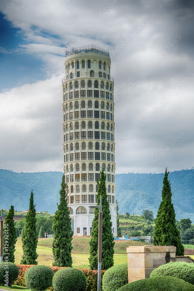 HDR,The Leaning Tower of Pisa , the Tower of Pisa ,Thailand.