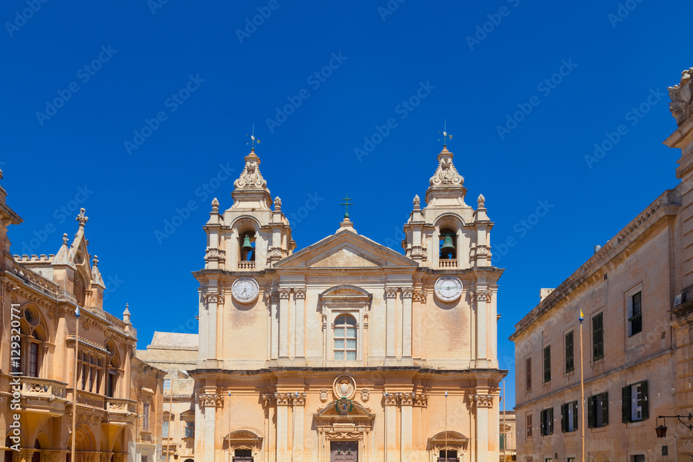 St. Paul's Cathedral in Mdina, former capital of  Malta