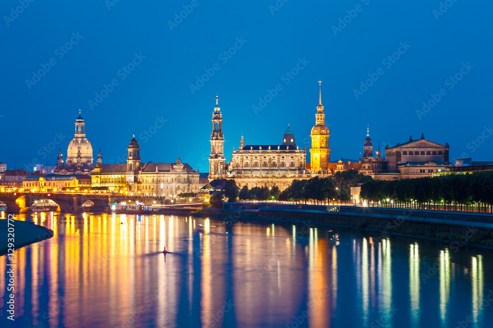 Dresden Skyline at Night, Germany