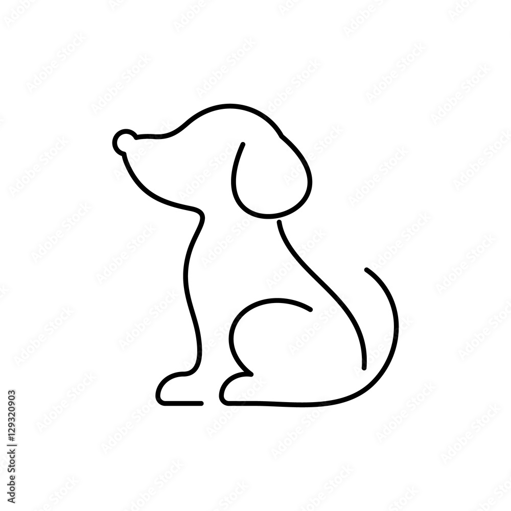 Black vector dog thin line icon Black vector dog thin line icon