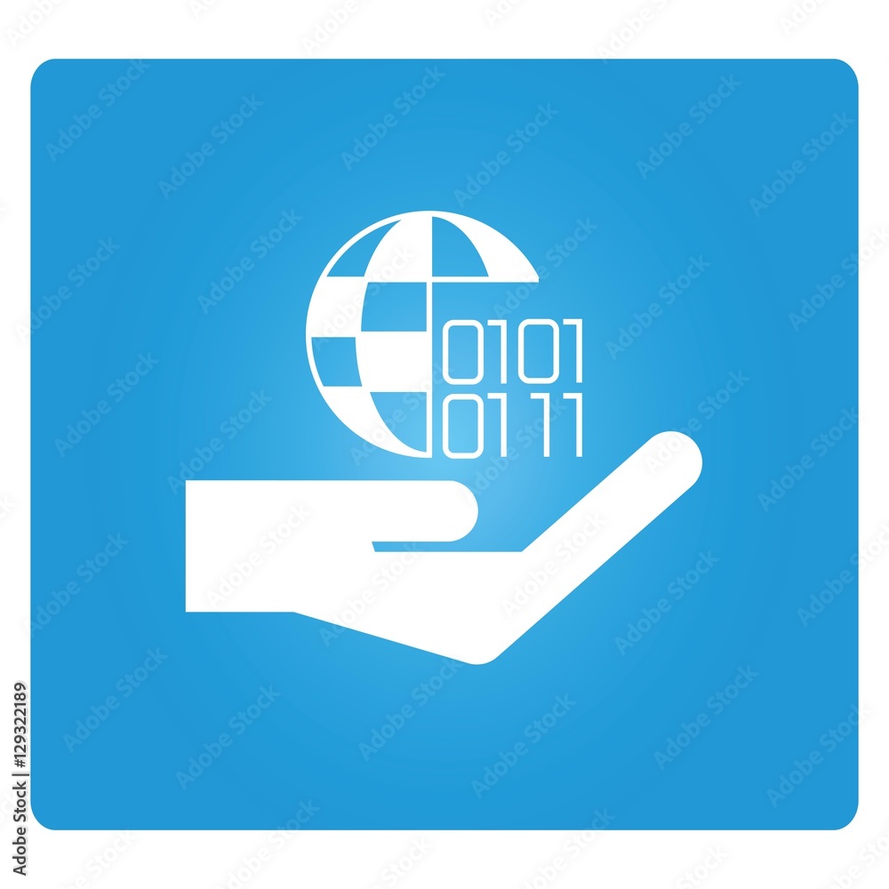hand holding globe with binary code icon hand holding globe with binary code icon