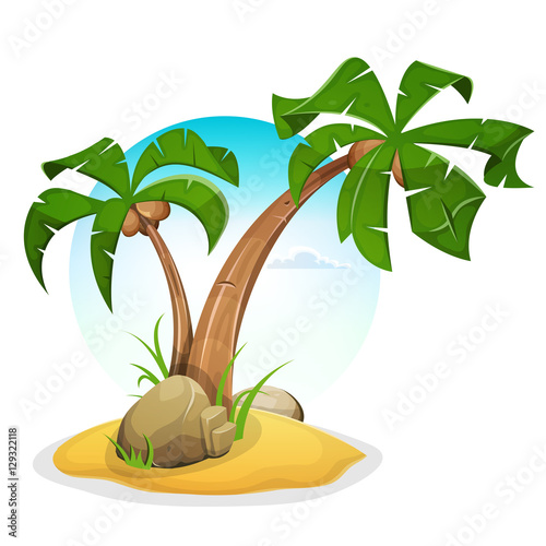 Tropical Island With Palm Trees