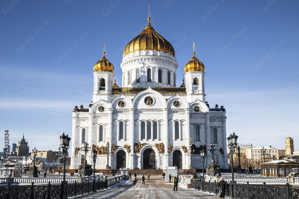 Winter view on Christ the Savior Cathedral Moscow Russia