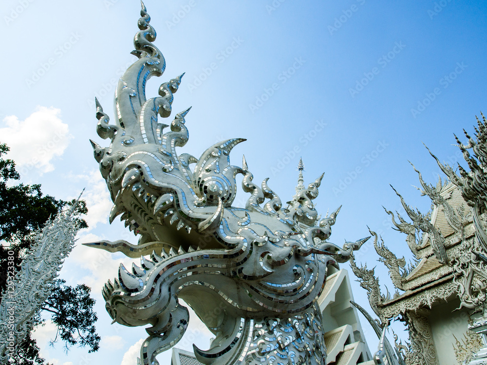 White Naga Sculpture at Rong Khun Temple, Chiang Rai, Thailand