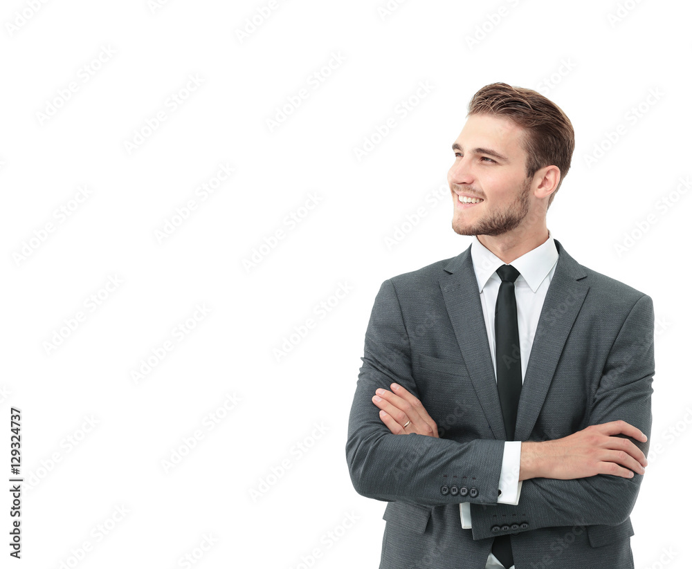 Handsome businessman standing isolated on white background Handsome businessman standing isolated on white background