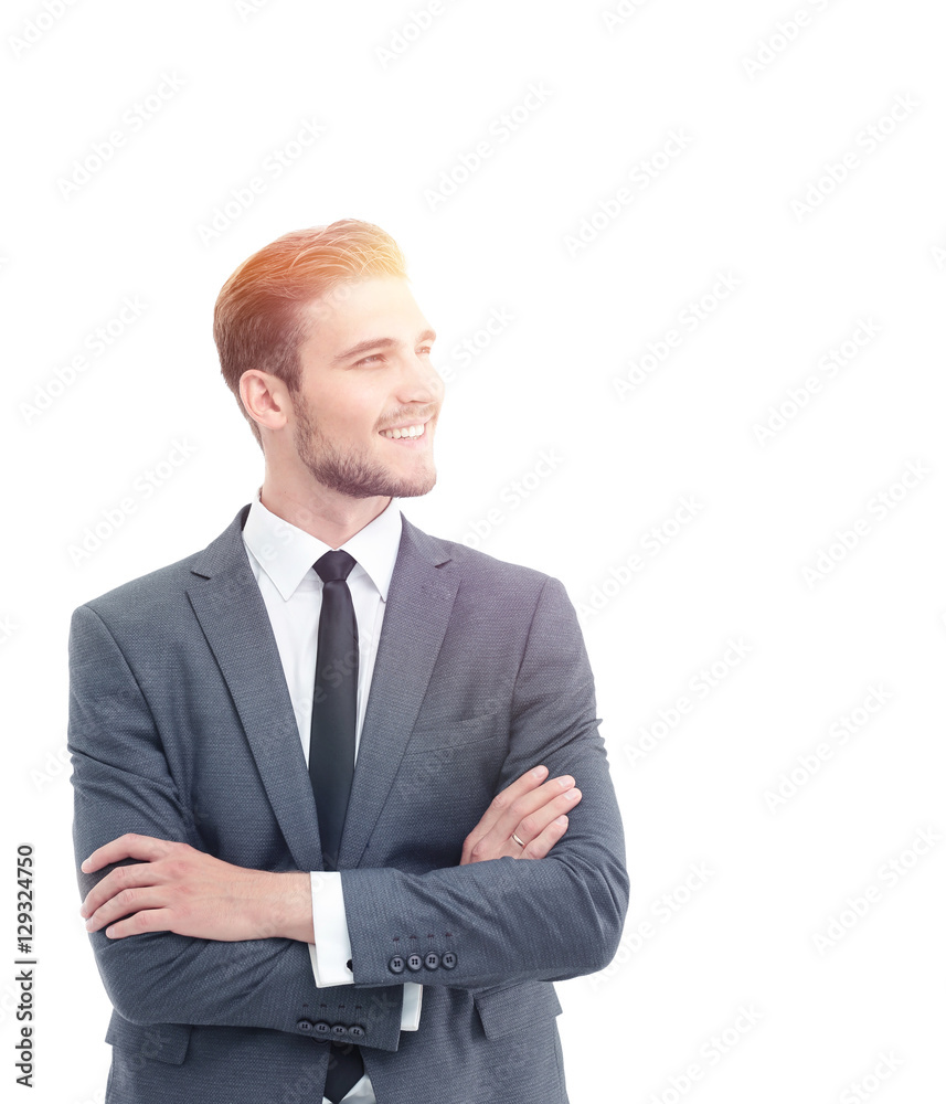 Handsome businessman standing isolated on white background Handsome businessman standing isolated on white background