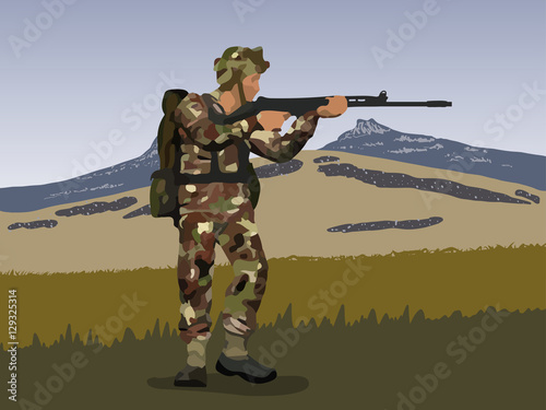Abstract image of British soldier circa 1982 Falkland Islands Wa