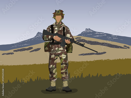 Abstract image of British soldier circa 1982 Falkland Islands Wa