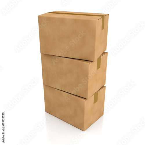 Three boxes on a pile