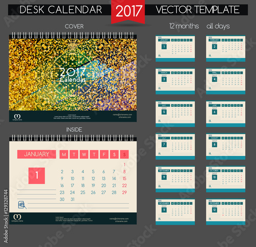 Calendar 2017. Vector Templates all months.