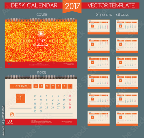 Calendar 2017. Vector Templates all months.