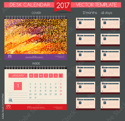 Calendar 2017. Vector Templates all months.