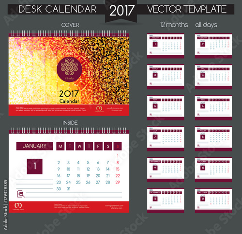 Calendar 2017. Vector Templates all months.