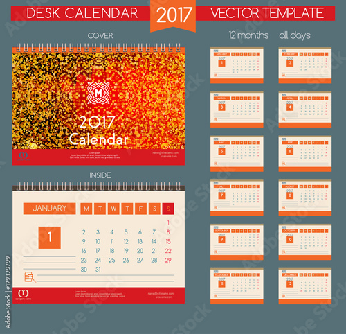 Calendar 2017. Vector Templates all months.